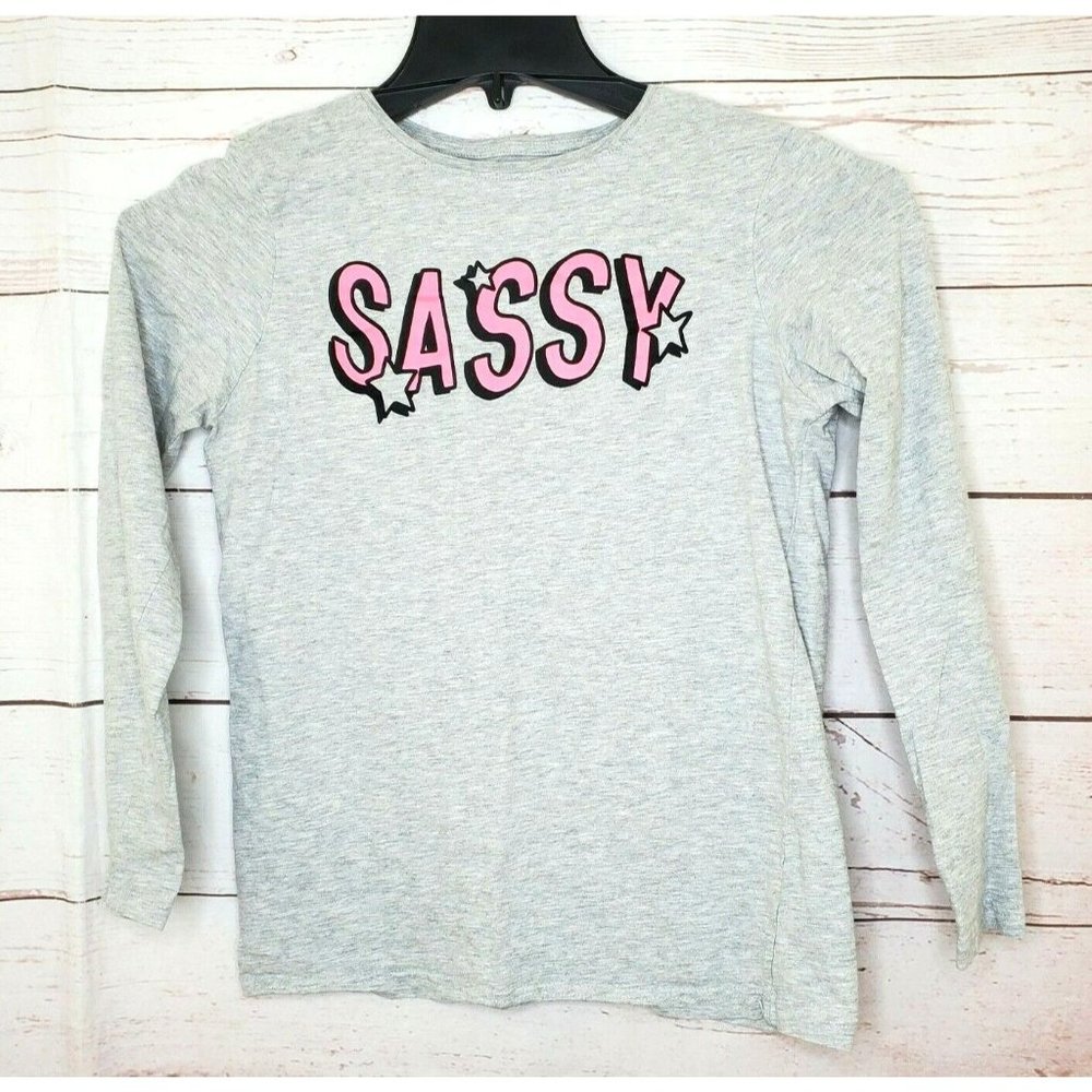 Primark 14-15 Years Girls Sassy Graphic Long Sleeve Grey Shirt